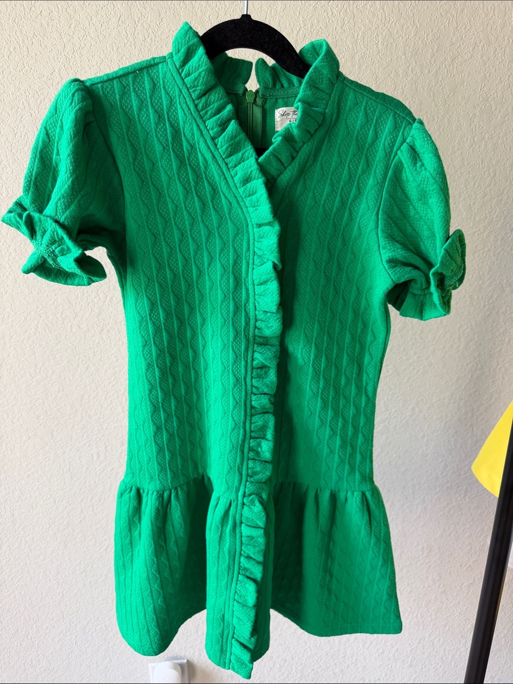 Girls Green Ruffle-Front Casual Dress 6/7